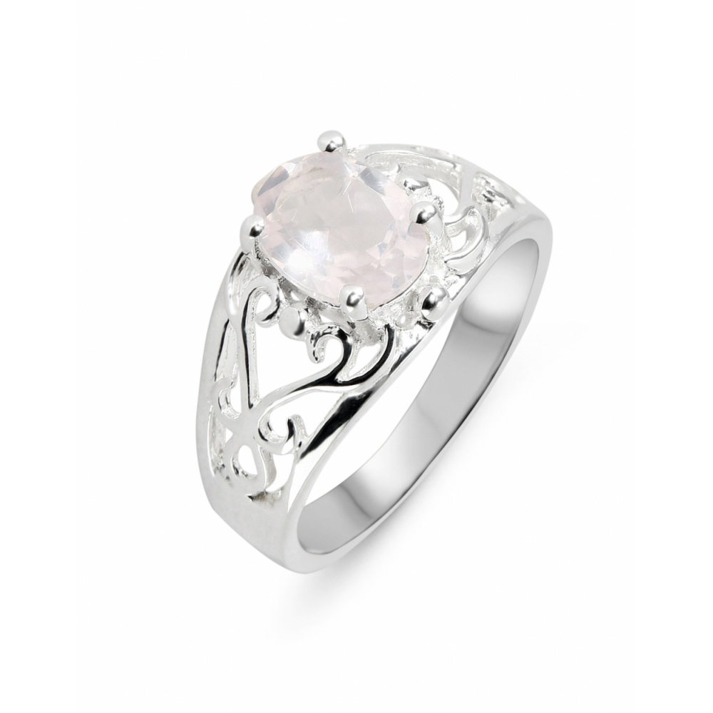 Bague Argent Arabesques et Quartz Rose Ref. 35083