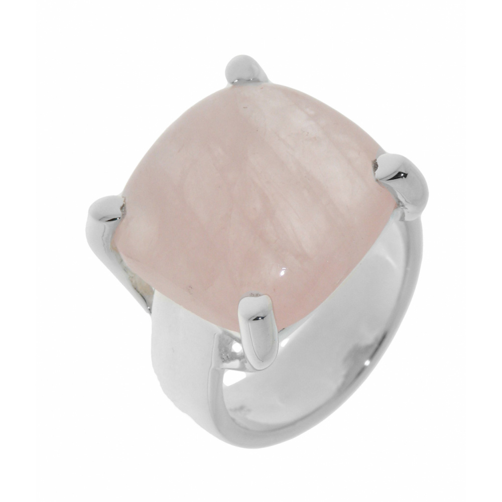 achat bijou Bague Argent Quartz Rose Coussin 16mm