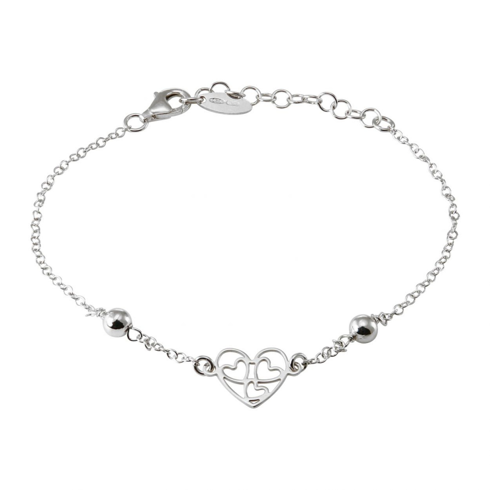 Bracelet Argent Rhodi Coeur Ref