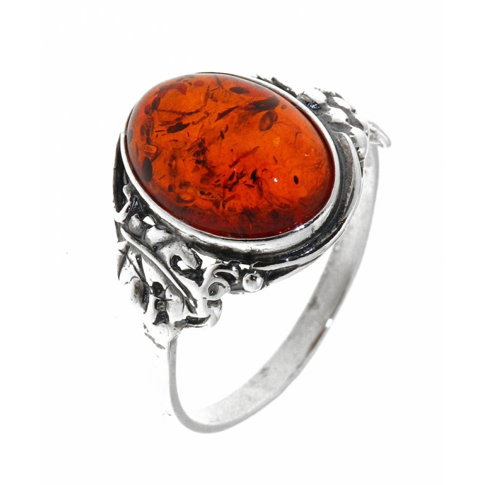 Bague Argent Ambre Ovale X Mm Ref