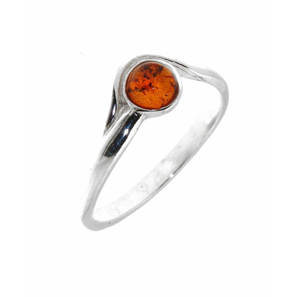 Bague Argent Ambre Pierre Ronde 5mm Ref 30946