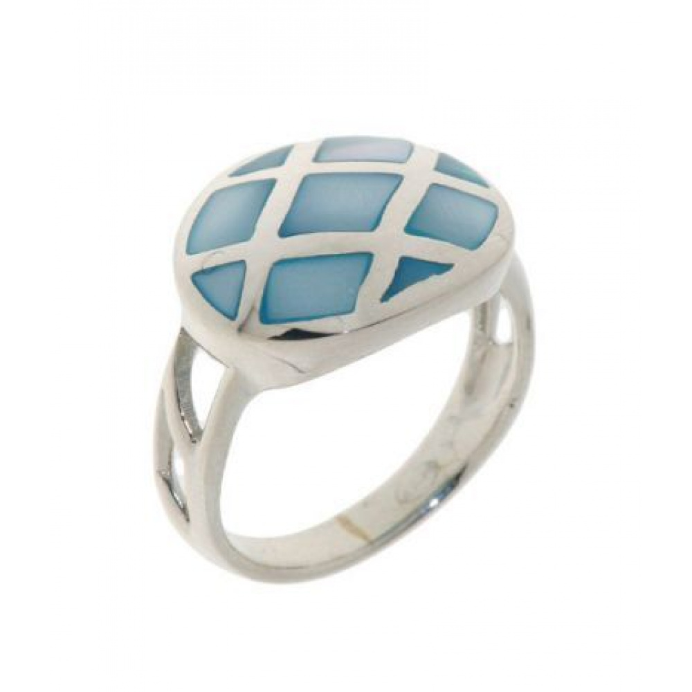 Bague Nacre Bleue En Argent Ref 21036