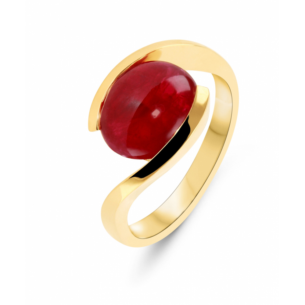 Bague Or Jaune Rubis Cabochon X Mm Ref