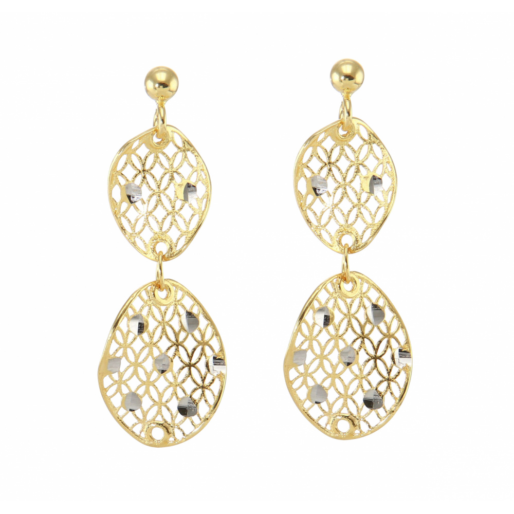 Boucles D Oreilles Pendantes 2 Ors 375 32x11mm Ref 48683