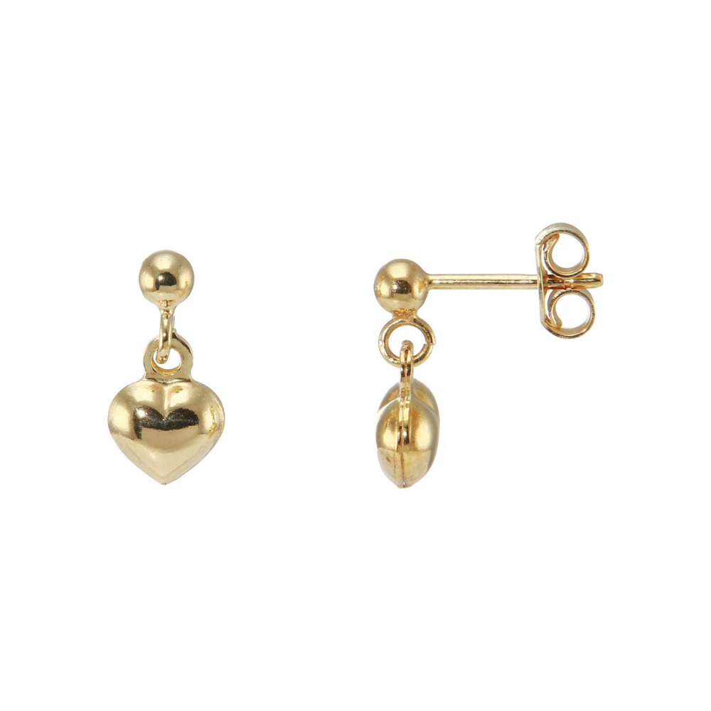 Boucles D Oreilles Pendantes Coeurs En Or Jaune Ref