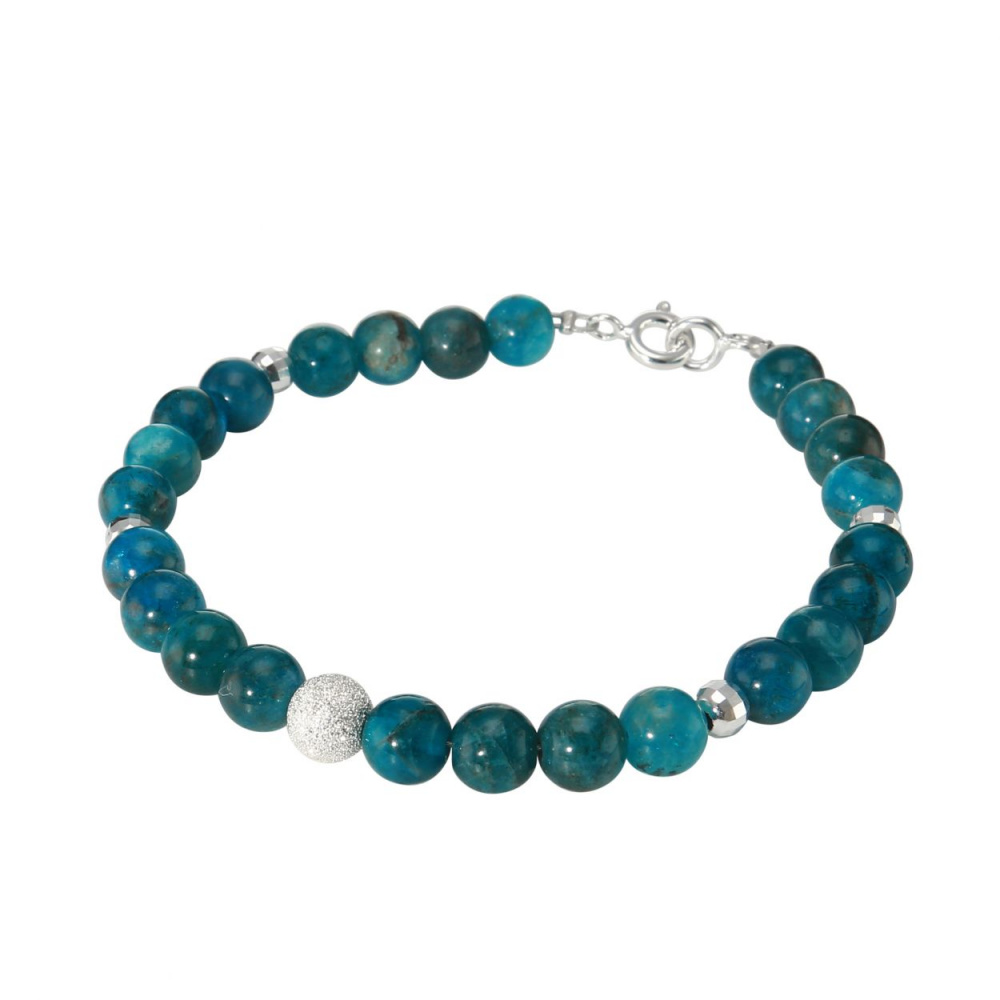 Bracelet Apatite Bleue Mm Et Argent Ref