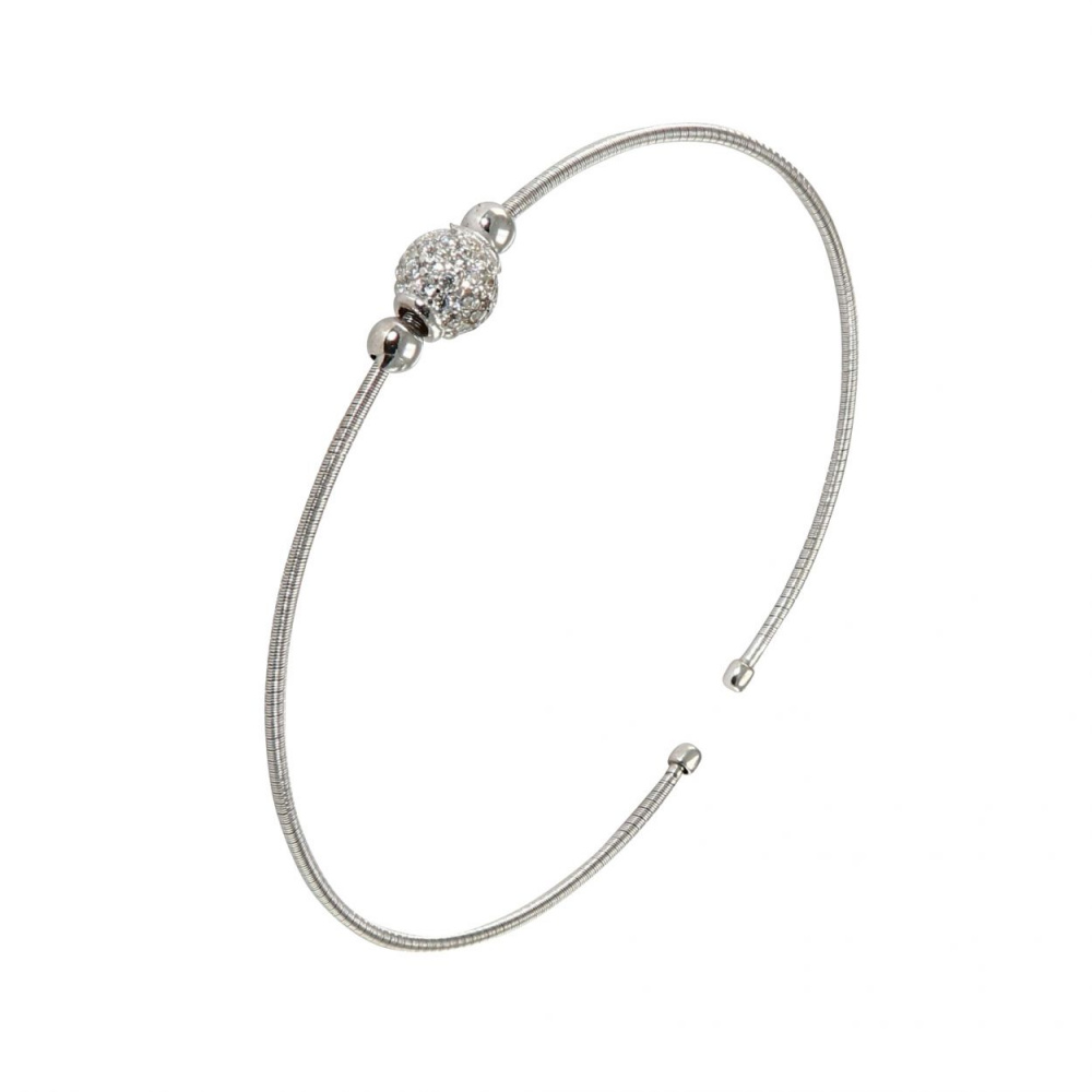 Bracelet Jonc Argent Rhodi Et Oxydes Ref