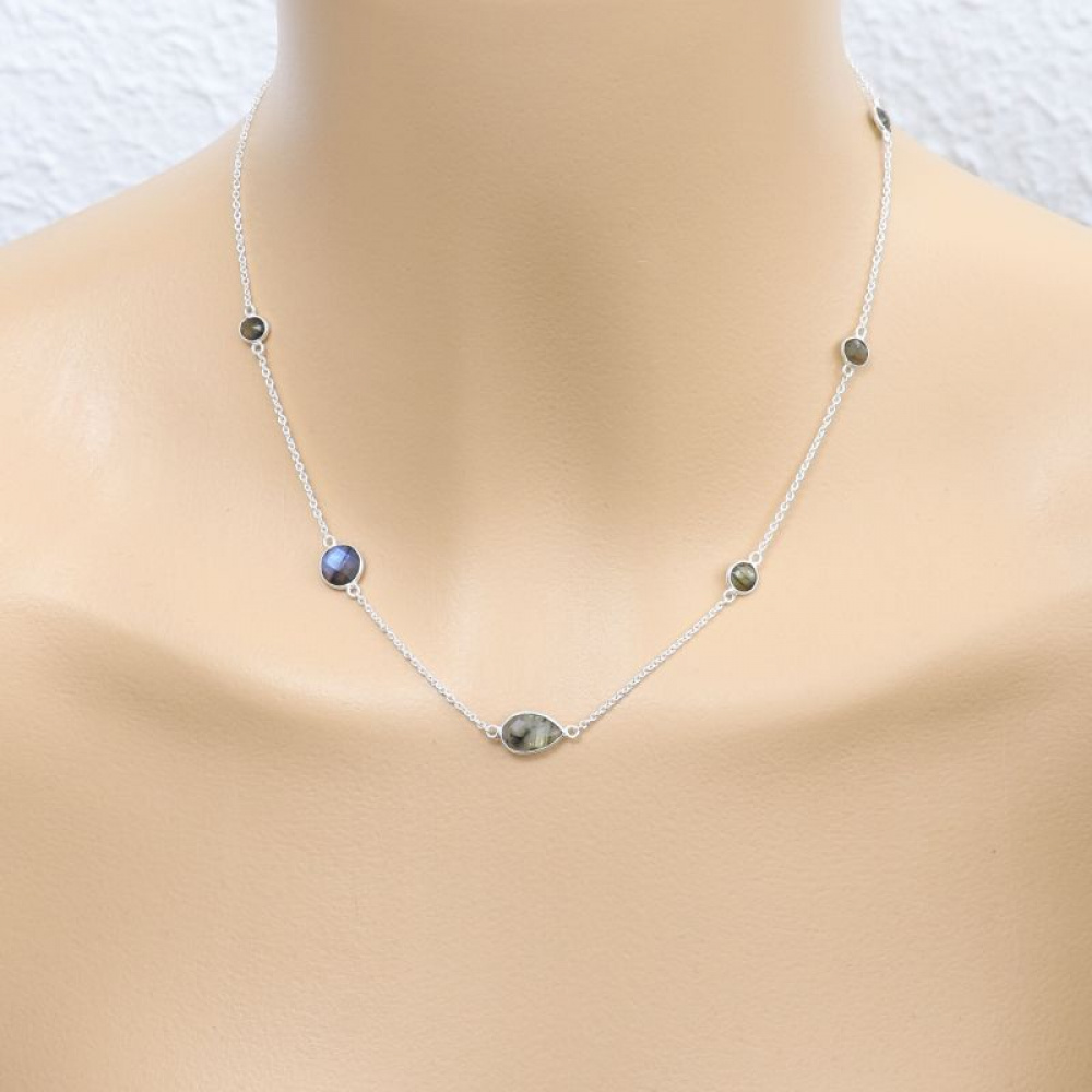 Collier Argent Et Labradorite Ref