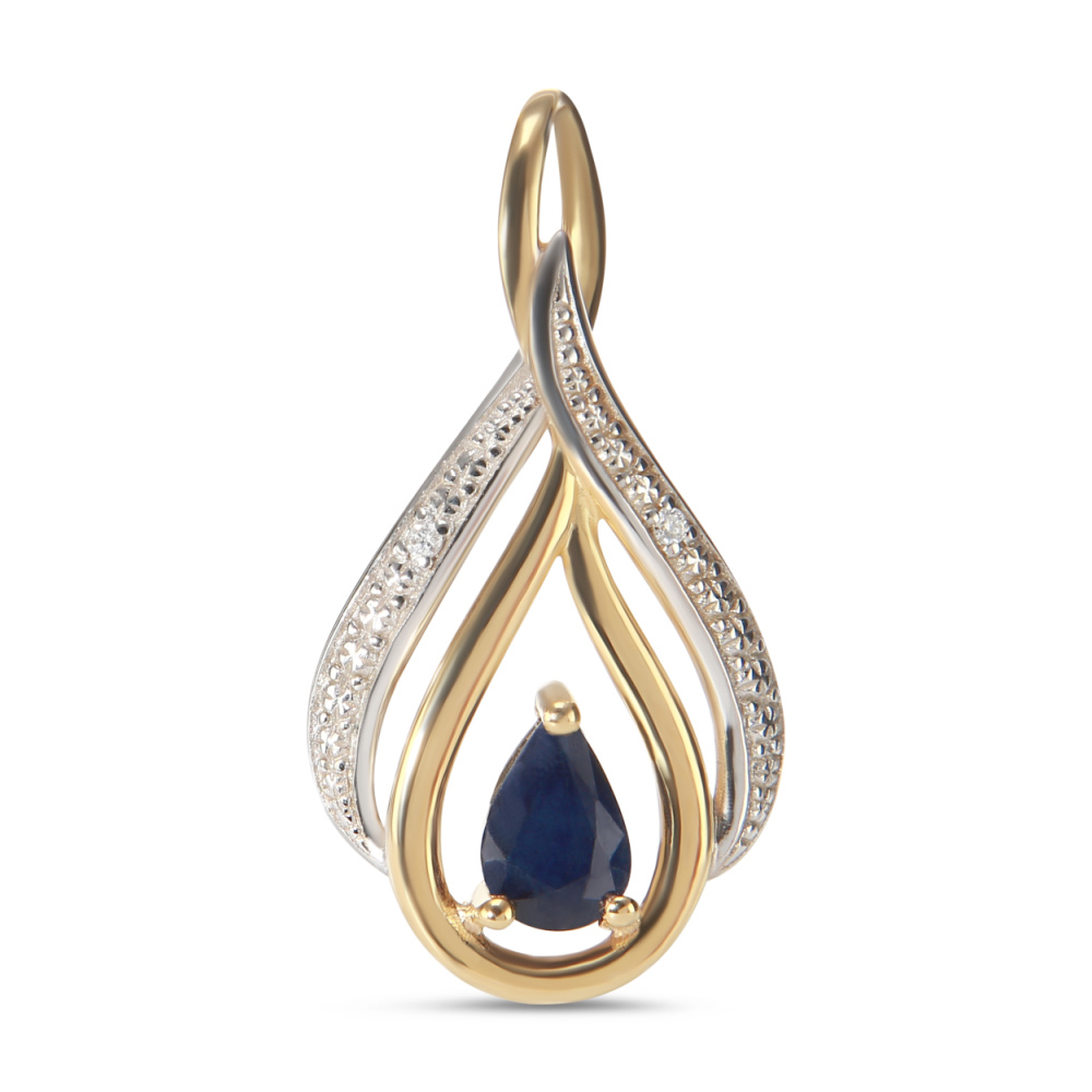 Pendentif Or Saphir Poire X Mm Et Diamant Ref