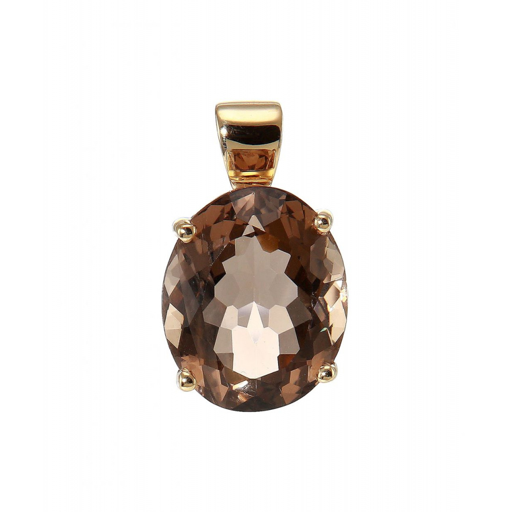 Pendentif Or Jaune Quartz Fum Ovale X Mm Ref