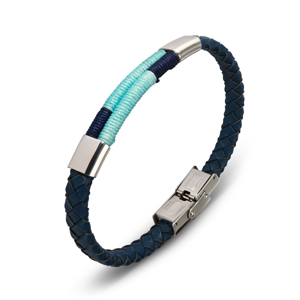 Bracelet bleu homme cuir tressé | Le Lacet Parisien® - Bracelets Le Lacet  Parisien