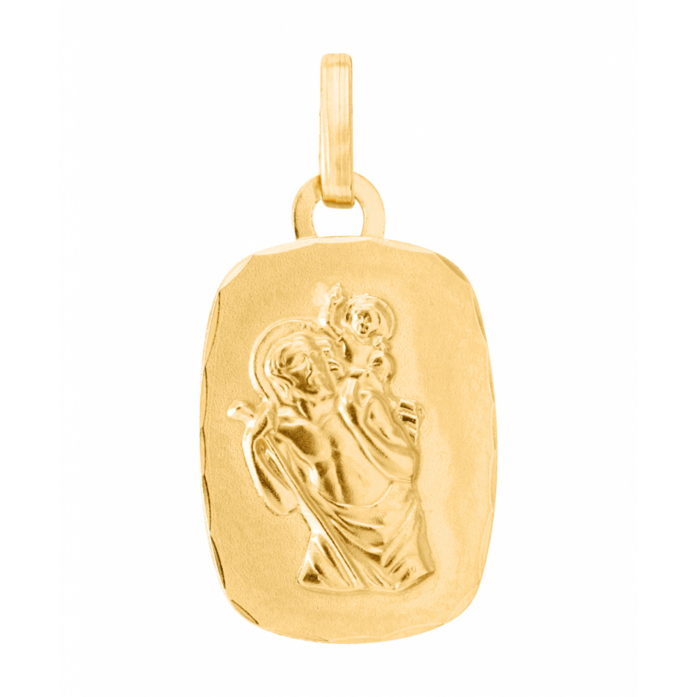 Médaille en or jaune Saint Christophe - Pendentif or homme