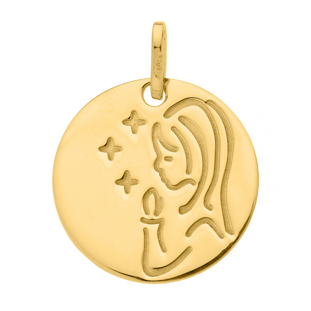Médaille Etoile de David Ajourée Or Jaune 750, Diamètre 16 mm