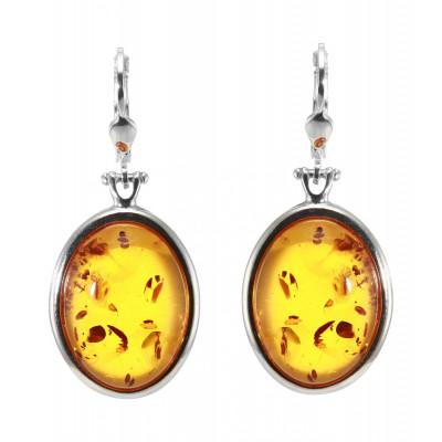 Boucles d'oreilles Pendantes Ambre Ovale 20x15mm