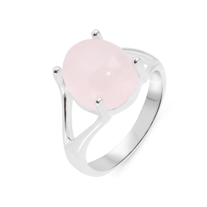 Bague Argent 925 Quartz Rose Ovale 12x10mm