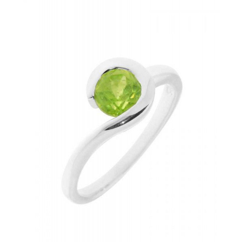 Bague Argent Péridot Rond 7mm