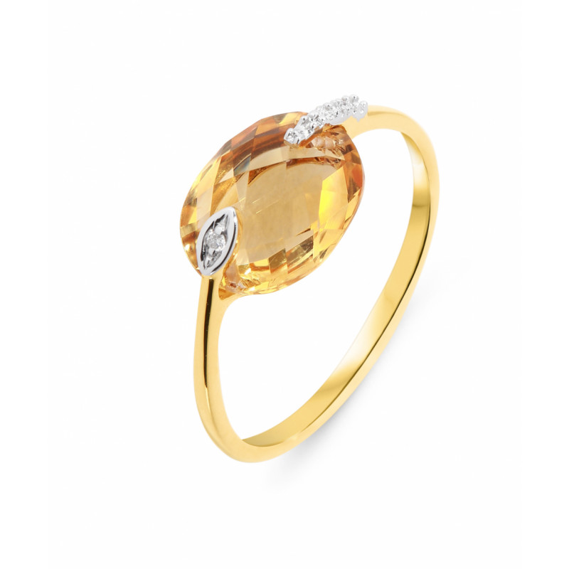 Bague Citrine Dome 8x6mm Or Jaune 750