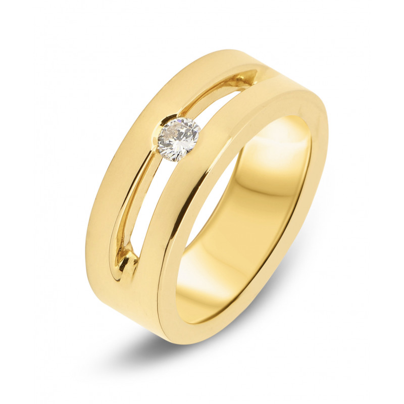 Bague Large Or Jaune  Diamant (0.165ct)