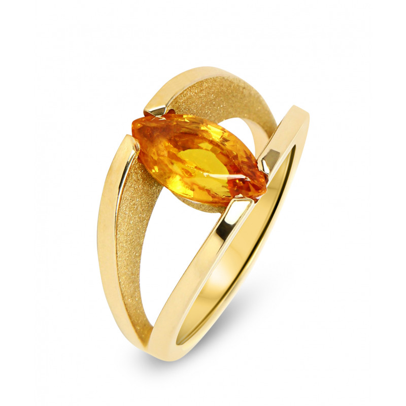 Bague Or  Saphir Jaune traité 