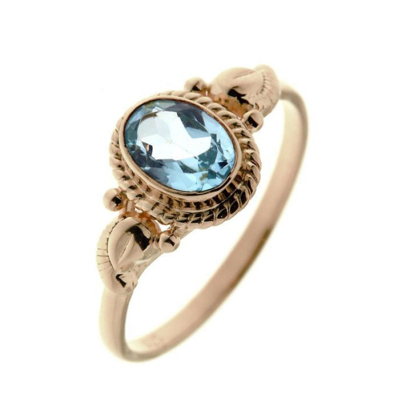 Bague Vermeil Topaze bleue traitée Ovale 7x5mm