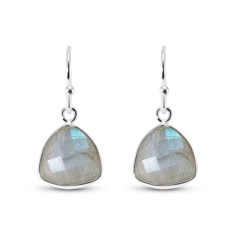 Boucles d'oreilles Argent 925 Labradorite  Triangulaire 10x10mm