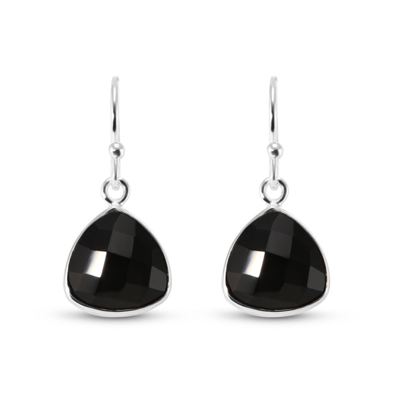 Boucles d'oreilles Argent 925 Onyx  Triangulaire 10x10mm