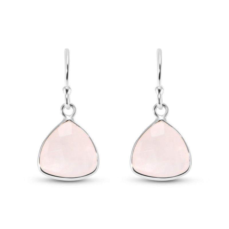 Boucles d'oreilles Argent 925 Quartz rose Triangulaire 10x10mm