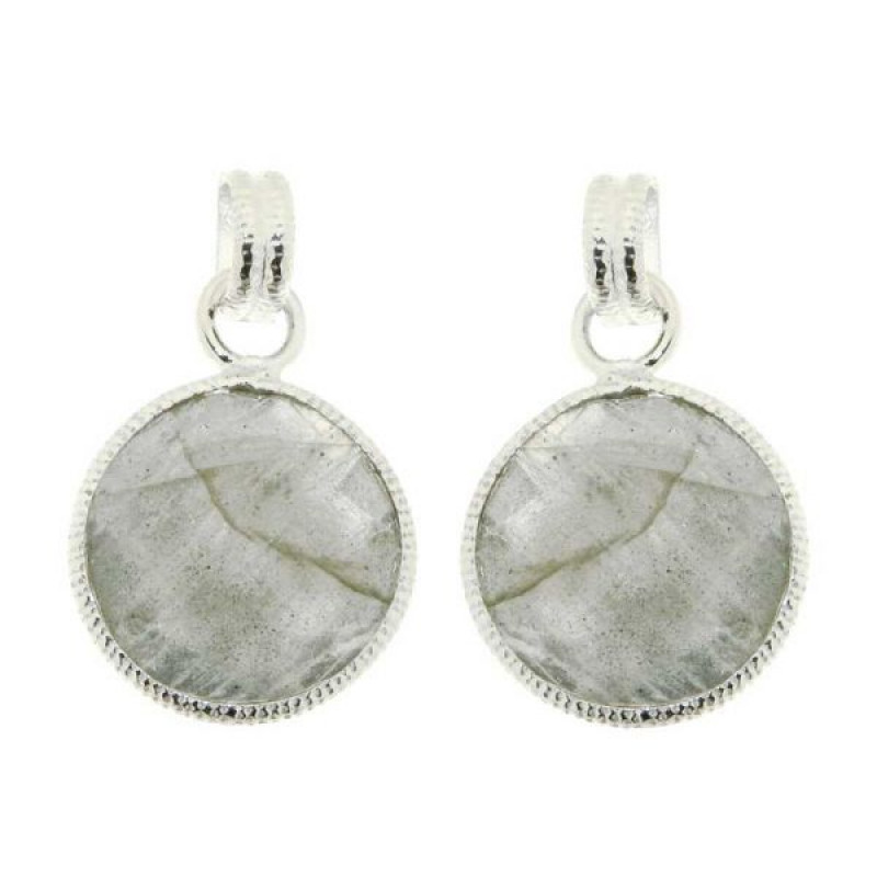 Boucles d'oreilles Argent Labradorite Rondes 14mm