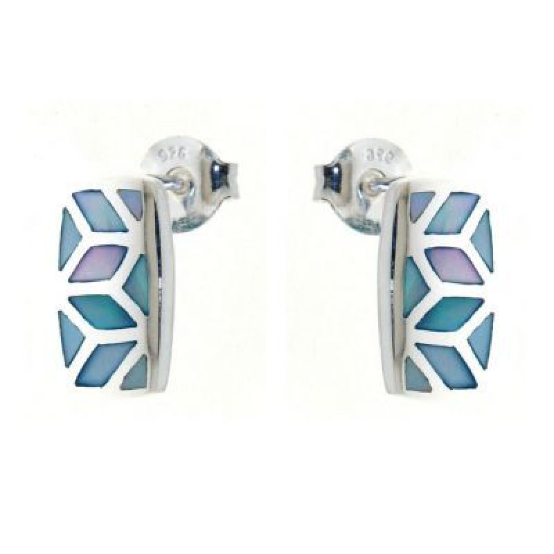 Boucles d'oreilles Argent  Nacre Bleue Motif