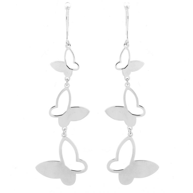 Boucles d'oreilles Argent Pendantes 3 Papillons