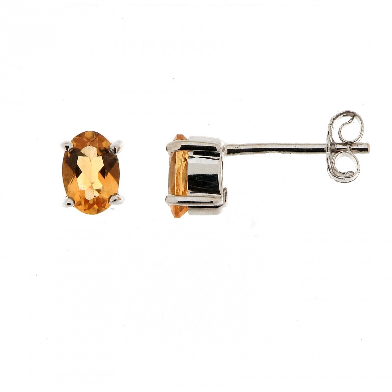 Boucles d'oreilles Citrine Ovale 6x4mm en Or Blanc 375   