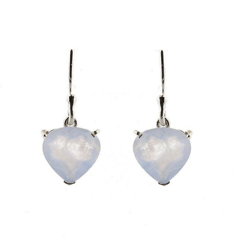 Boucles d'oreilles Coeur Argent 925 et Calcédoine