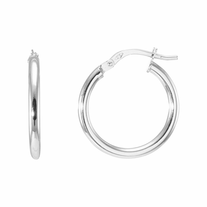 Boucles d'oreilles Créoles 2.4mm x 20mm Or Blanc 375