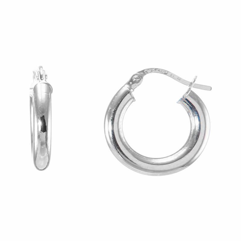 Boucles d'oreilles Créoles 3mm x 16mm Or Blanc 375