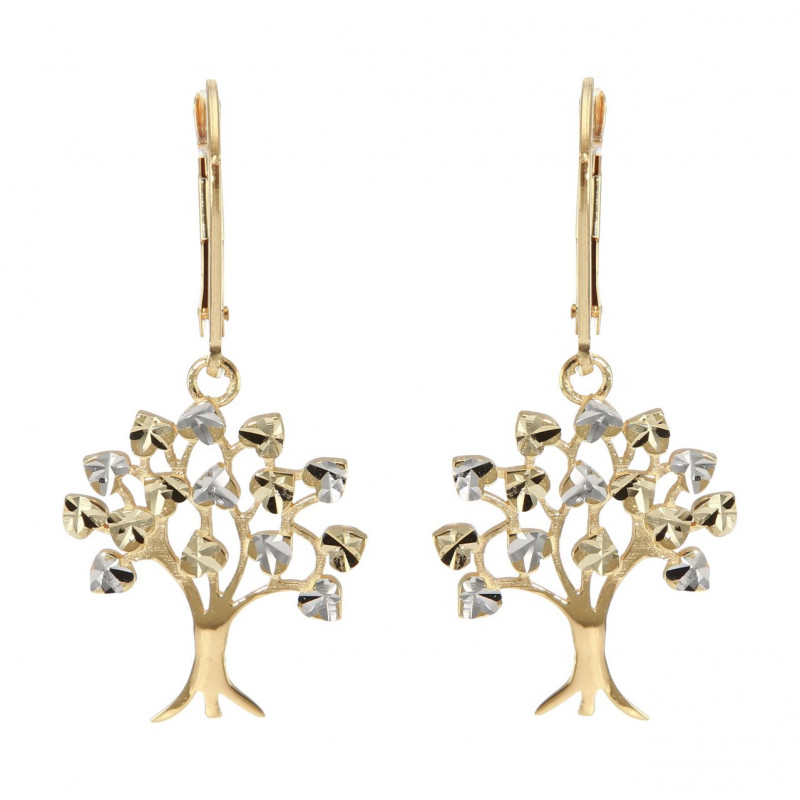 Boucles d'oreilles dormeuses Arbre de vie 2 ors 375