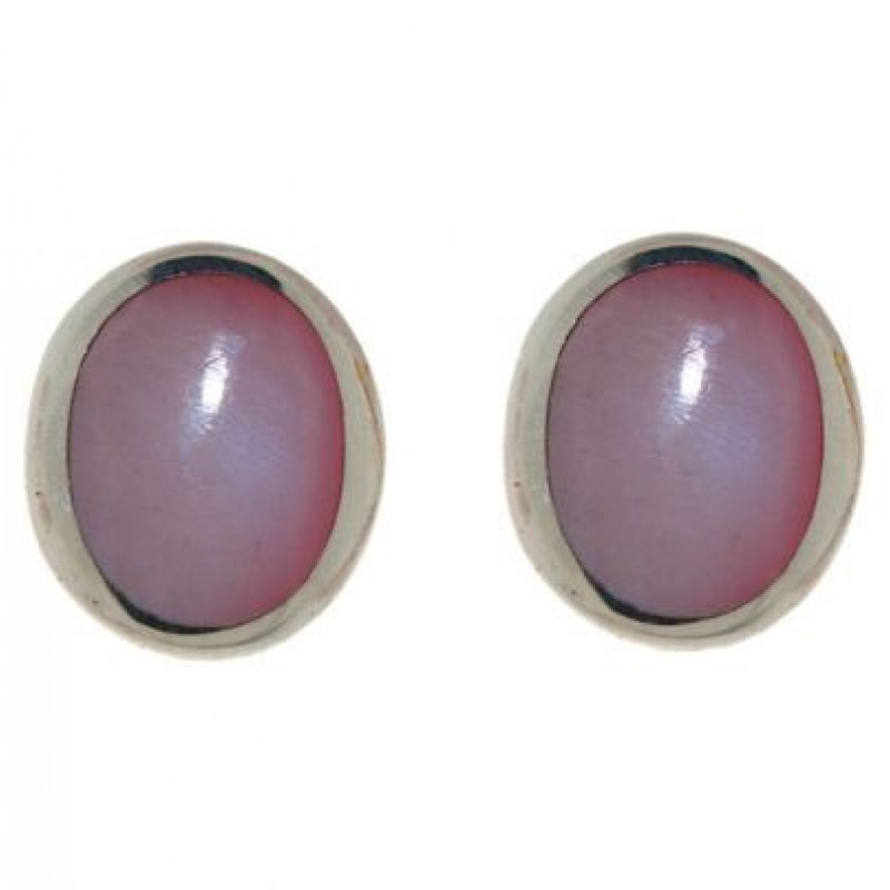 Boucles d'oreilles Nacre rose Ovale 14x16mm