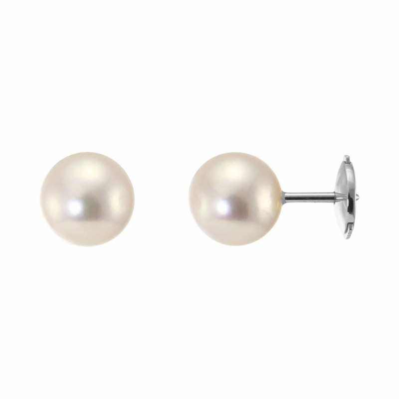 Boucles d'oreilles Or Blanc 750 Perles Akoya 7-7.5mm