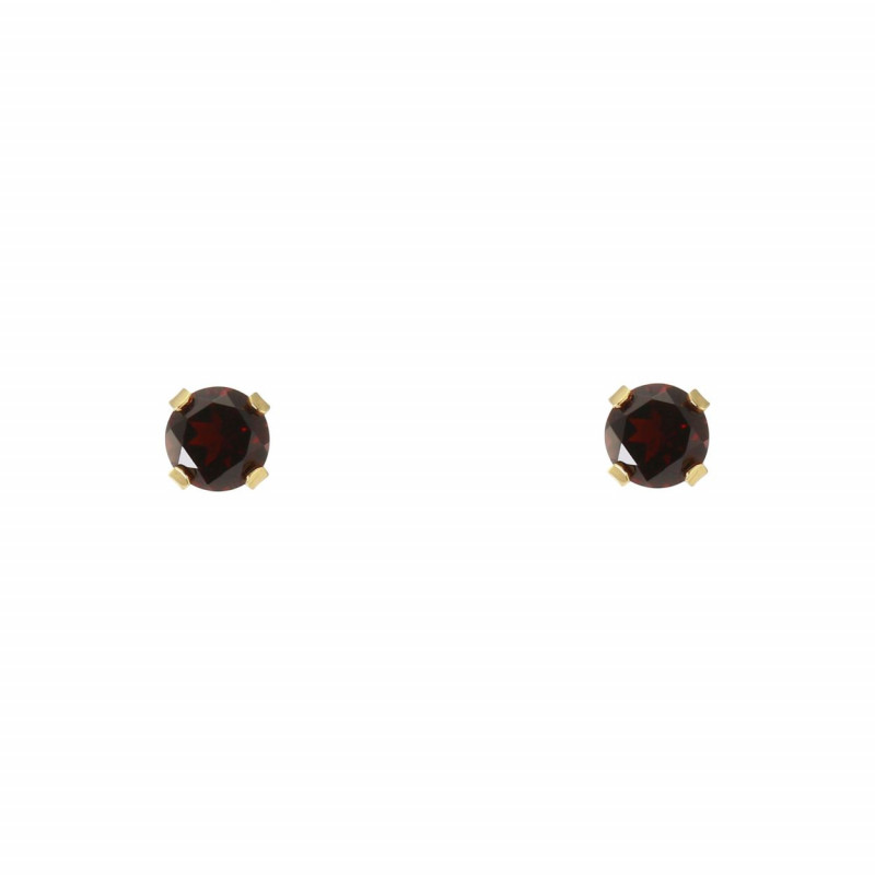 Boucles d'oreilles Or Jaune 375 Grenat 4mm