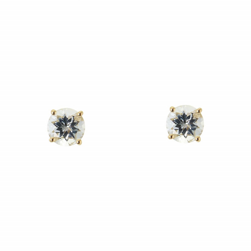 Boucles d'oreilles Or Jaune 750 Aigue Marine 5mm