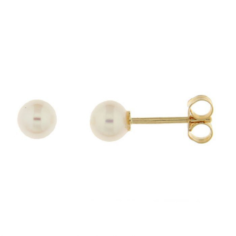 Boucles d'oreilles Or Jaune 750 Perle  de culture 5mm