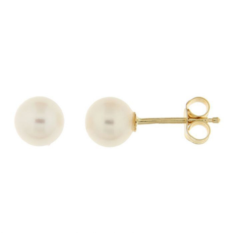 Boucles d'oreilles Or Jaune 750 Perle de culture 6mm