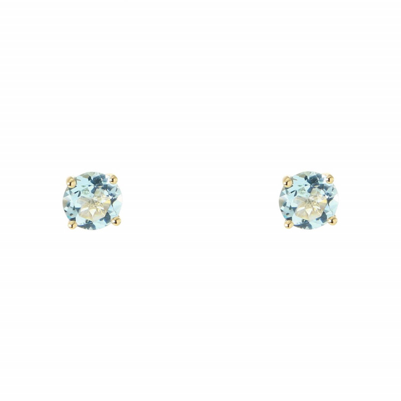 Boucles d'oreilles Or Jaune 750 Topaze bleue traitée 5mm