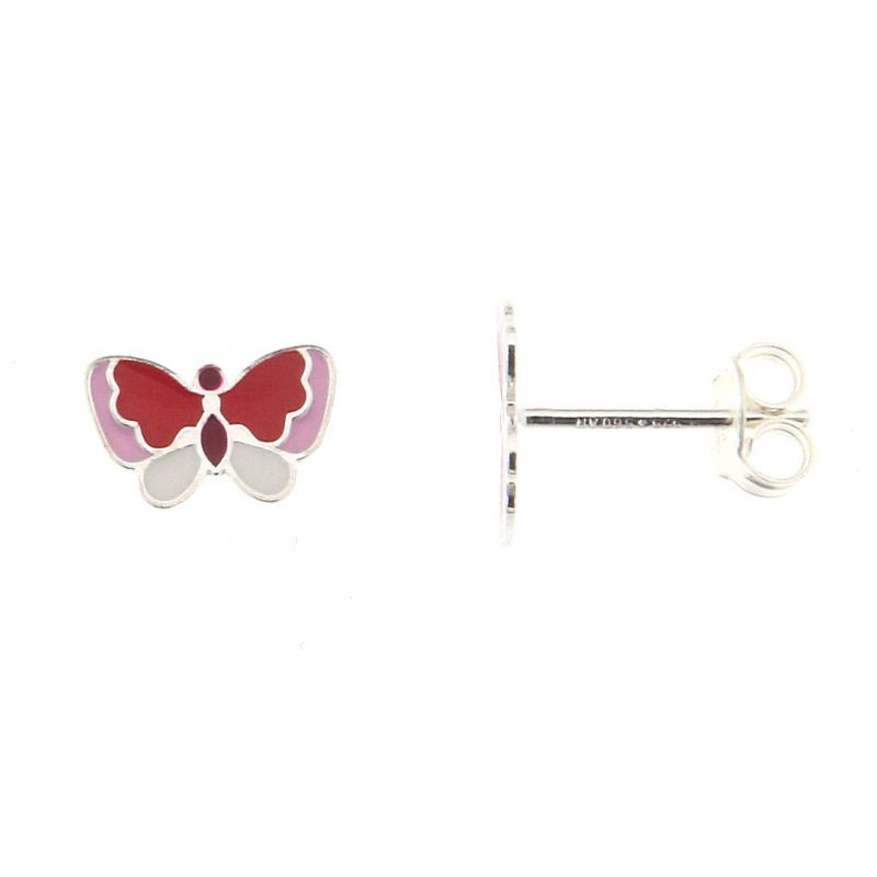 Boucles d'oreilles papillons émaillées en Argent 925