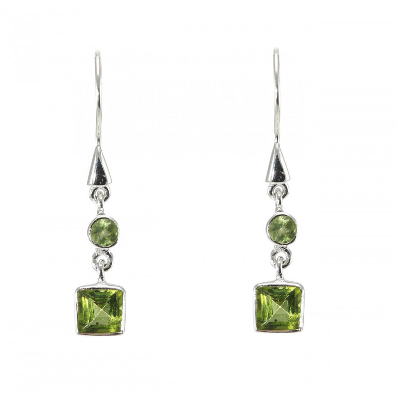 Boucles d'oreilles pendantes Argent 925 et Péridot