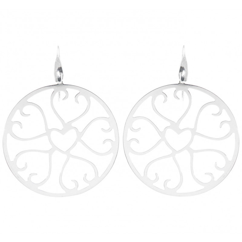 Boucles d'oreilles pendantes argent coeurs