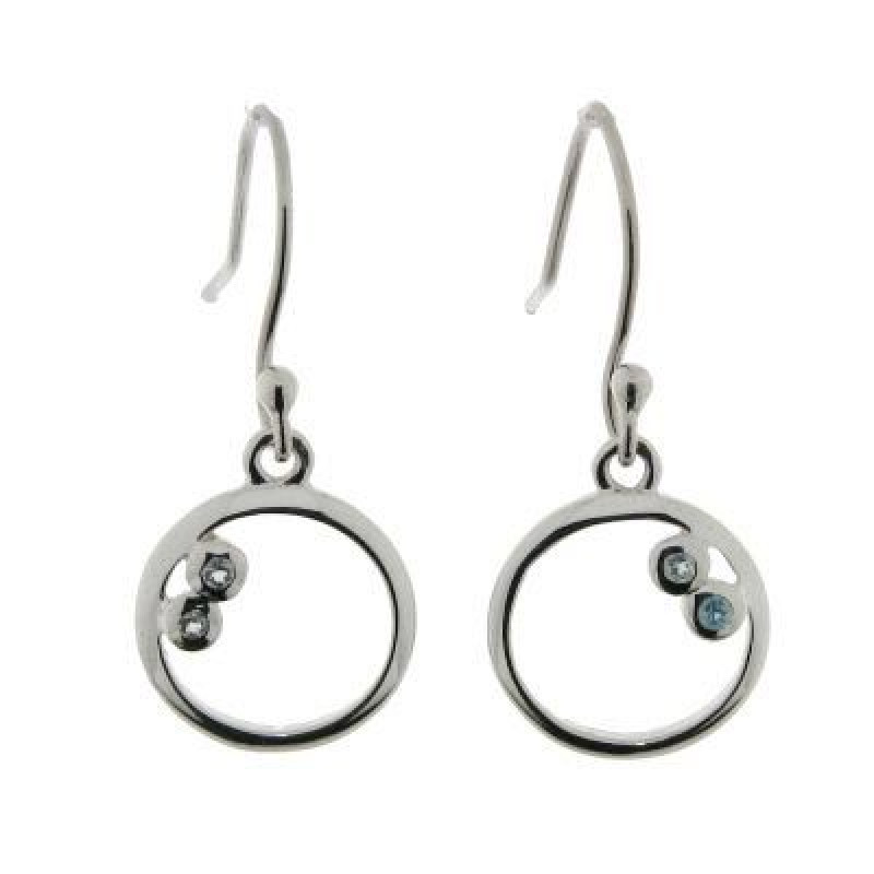 Boucles d'oreilles Pendantes  Argent Motif Rond et Topaze Bleue Traitée