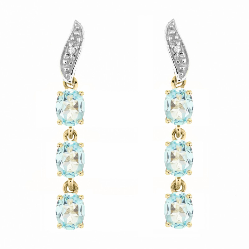 Boucles d'oreilles Pendantes Or Jaune  375 Topaze  et Diamant