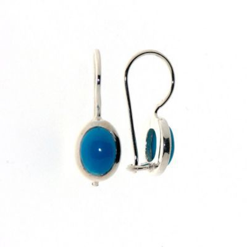 Boucles d'oreilles Pendantes Turquoise Reconstituée Ovales 7x5mm Argent 925