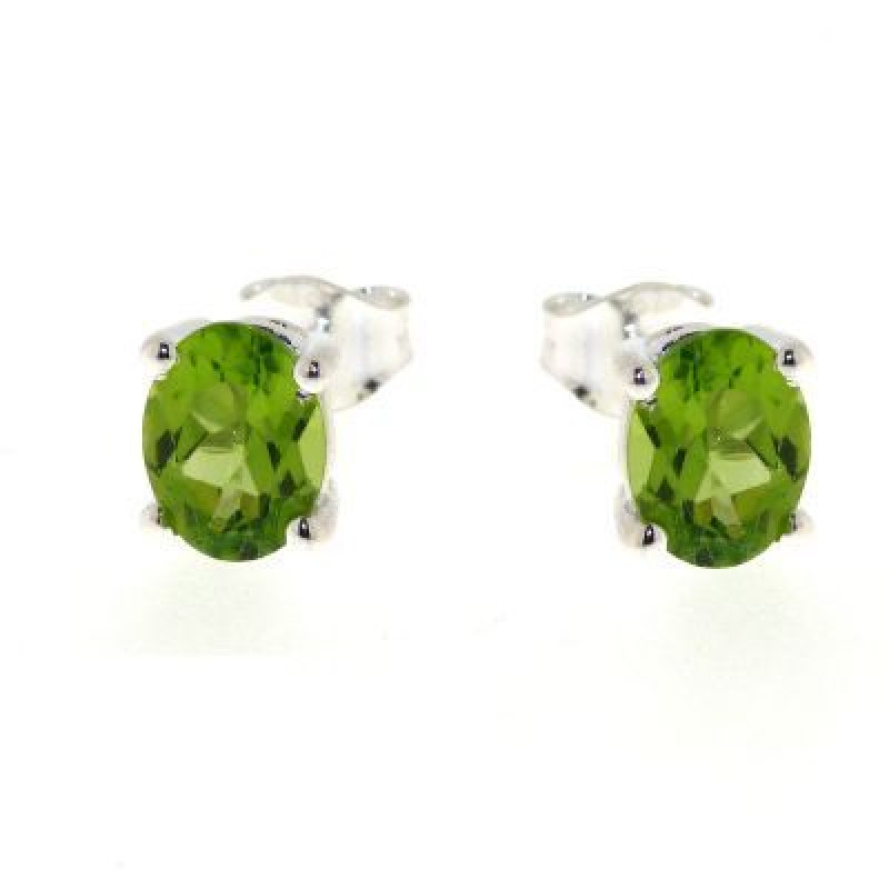 Boucles d'oreilles Péridot Ovale 8x6mm Argent