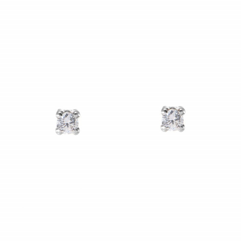 Boucles d'oreilles puces Or Blanc 375 Oxyde de zirconium 3mm